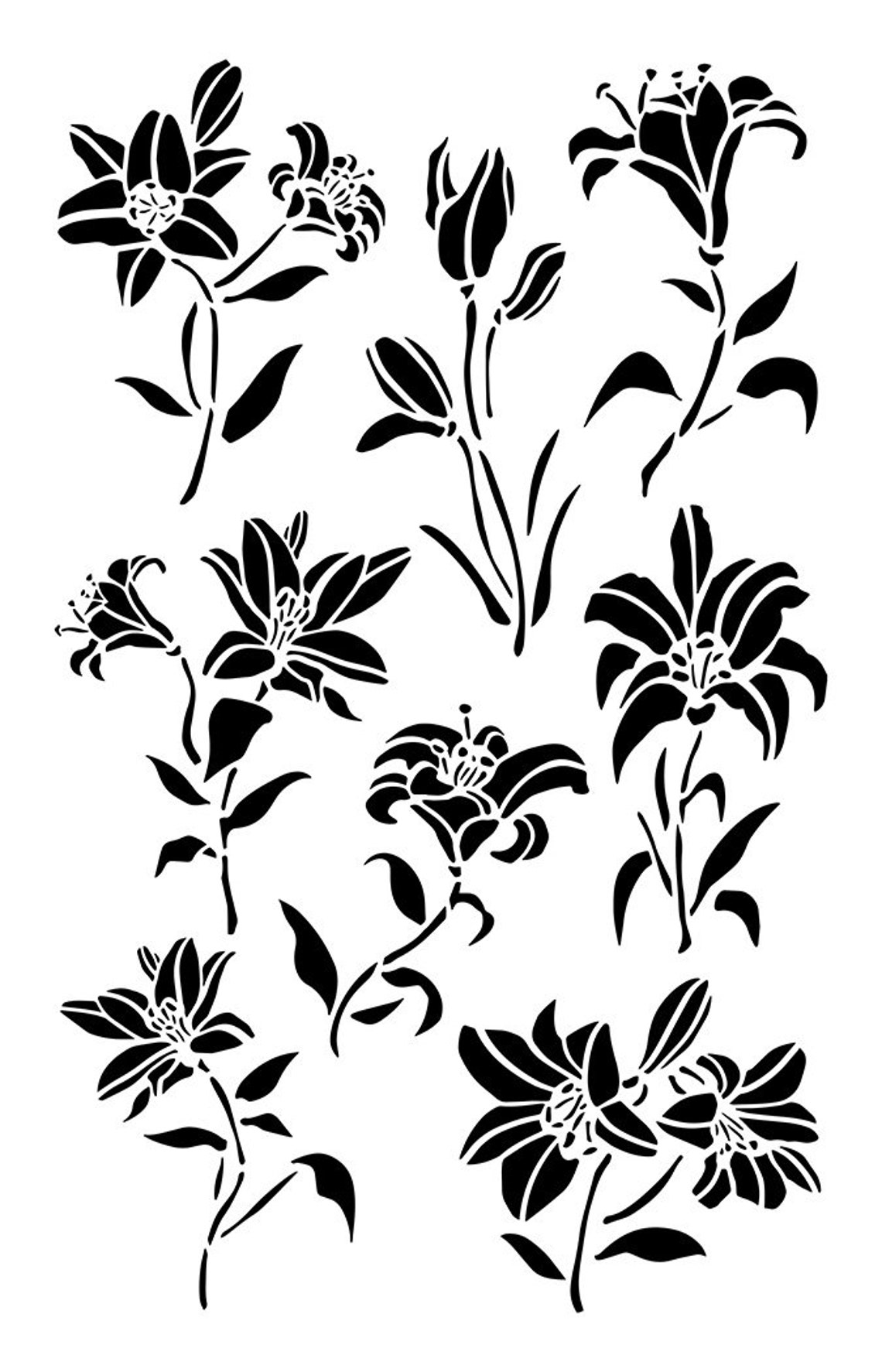 Lily Flower Painting Stencils Wall Decorating Lilies Airbrush Etsy