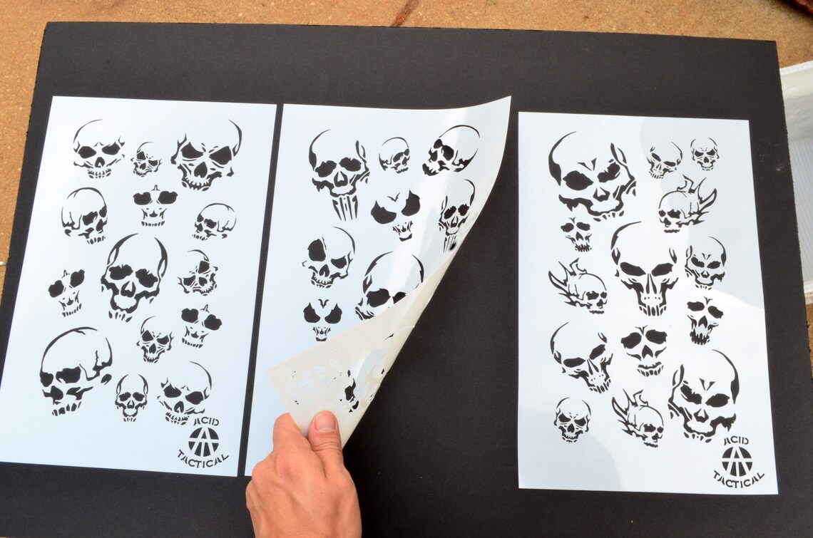 Mylar Skull Spray Painting Stencils Airbrush Skulls Mask 5 Etsy