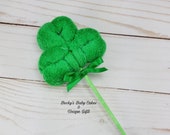 Washcloth Shamrock, St Patricks Baby Shower, Little Lucky Charm Baby Shower, Little Shamrock, Irish Baby Shower Gift, Party Favor, Green