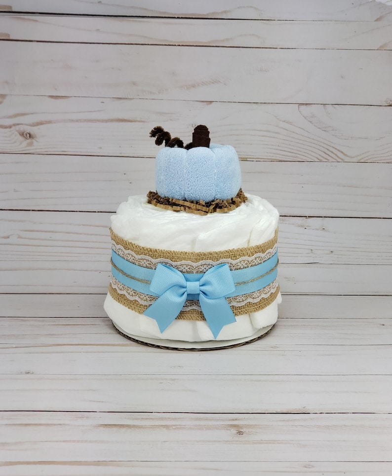 Blue Pumpkin Baby Shower Mini diaper cake Fall boy baby Etsy