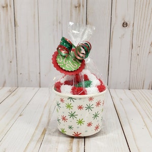 Sock Cupcake, Christmas Fuzzy Sock, Christmas Stocking Stuffer, Holiday Fuzzy Sock, Teacher Christmas Gift, Corporate Holiday Gift