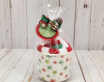 Sock Cupcake, Christmas Fuzzy Sock, Christmas Stocking Stuffer, Holiday Fuzzy Sock, Teacher Christmas Gift, Corporate Holiday Gift