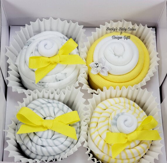Neutral Shower Gift Cupcakes Onesie Baby Gift Set New Baby Etsy