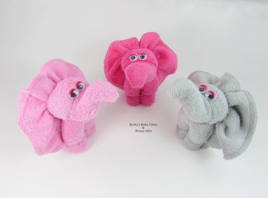 3 CT. Washcloth Elephant Elephant Diaper Cake Washcloth Etsy