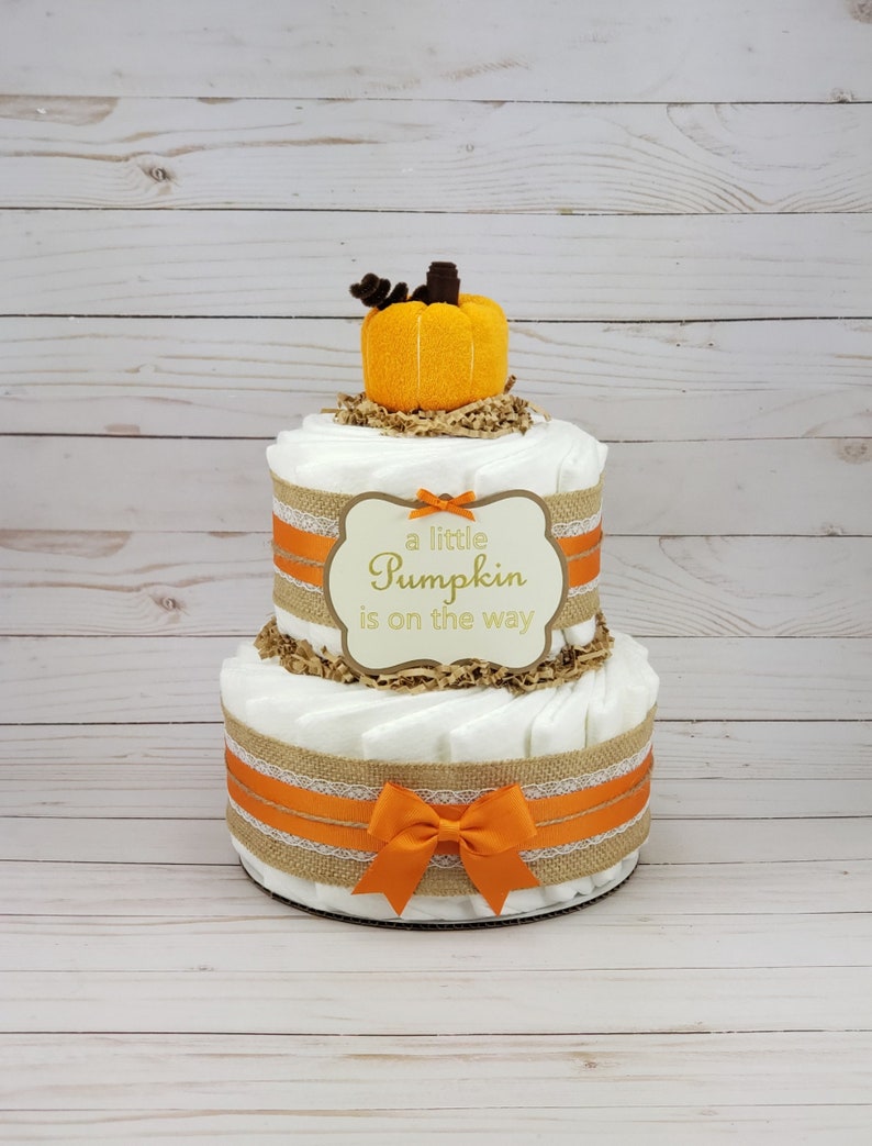 Harvest Baby Shower 2 Tier Pumkin Diaper Cake Fall Baby Shower Decoration Fall Baby Shower Gift Autumn Baby Little Pumpkin Baby Shower