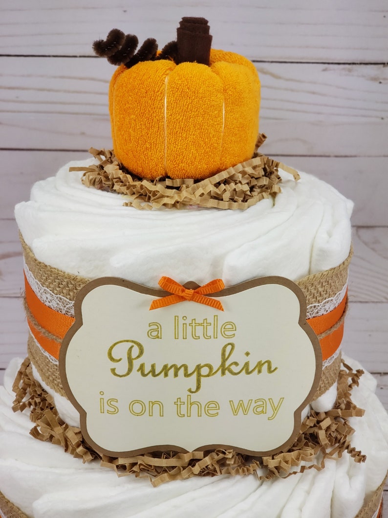 Harvest Baby Shower 2 Tier Pumkin Diaper Cake Fall Baby Shower Decoration Fall Baby Shower Gift Autumn Baby Little Pumpkin Baby Shower
