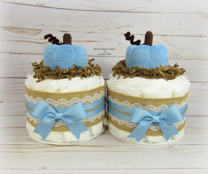Blue Pumpkin Baby Shower Mini diaper cake Fall boy baby Etsy