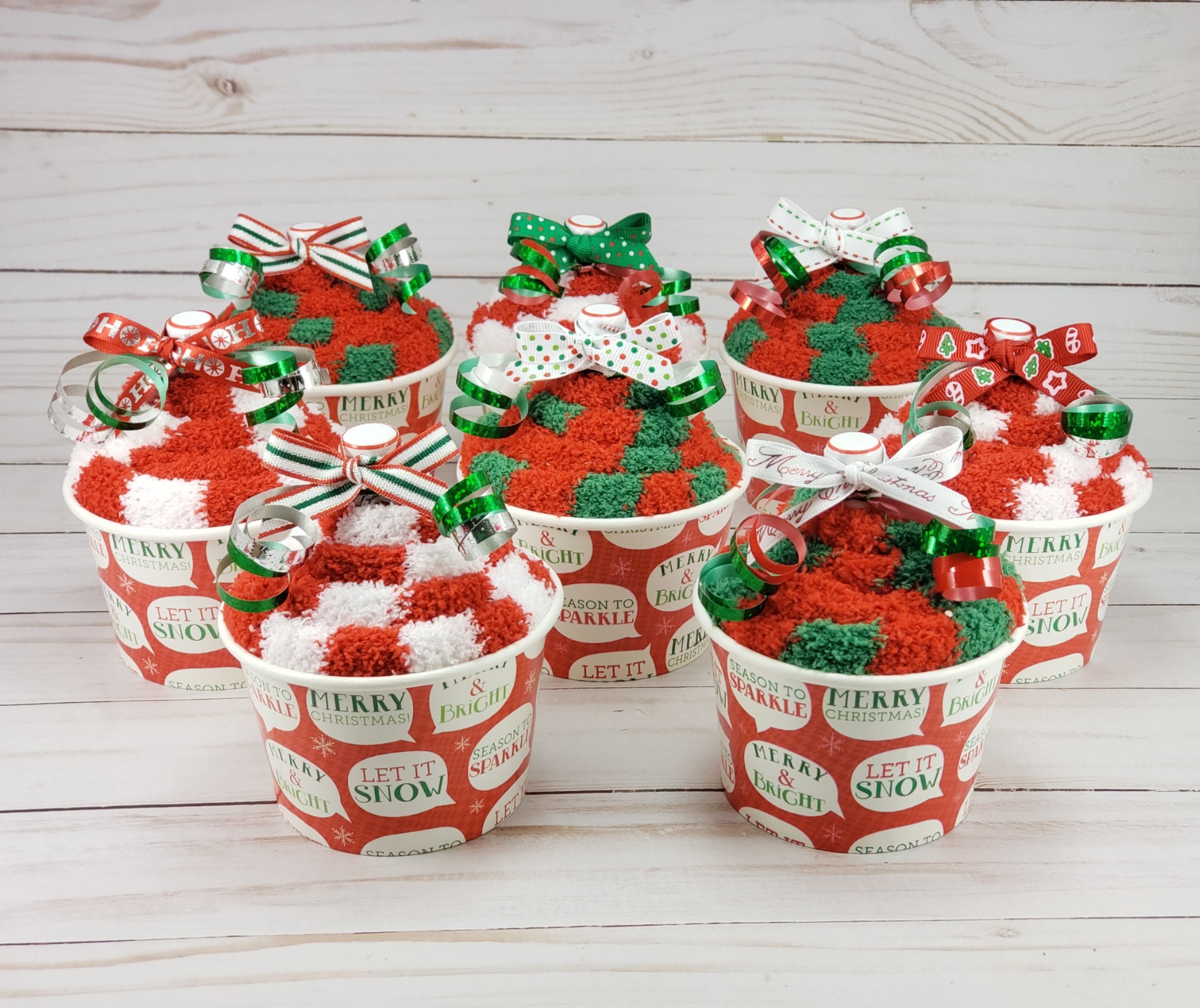 Fuzzy Sock Cupcakes with Chapstick Teacher Christmas Gifts Etsy