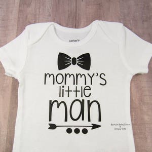 Mommy&#39;s Little Man, Little Man, Boy Bodysuit, Custom Bodysuit, boymom, Tribal arrow, Bowtie