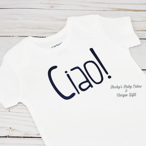 Italian Boy Shirt Ciao, Custom Italian Shirt for Girls, Italian Hello Baby Onesies® Baby Shower Gift
