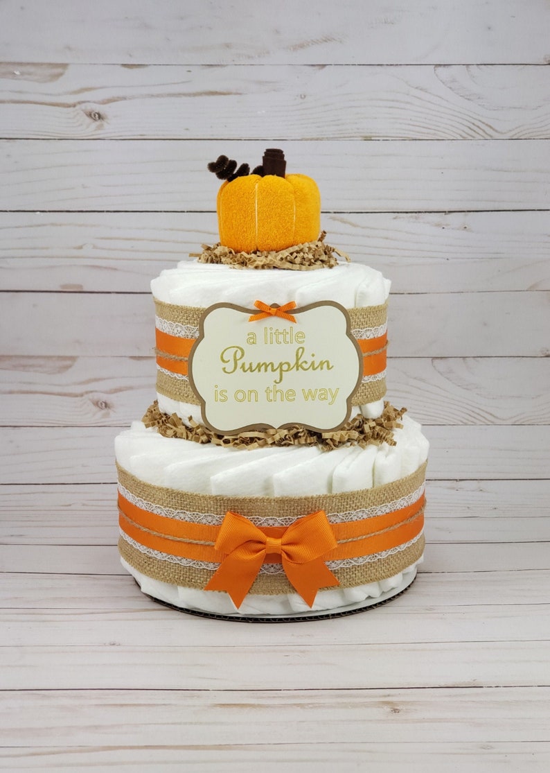 Harvest Baby Shower 2 Tier Pumkin Diaper Cake Fall Baby Shower Decoration Fall Baby Shower Gift Autumn Baby Little Pumpkin Baby Shower