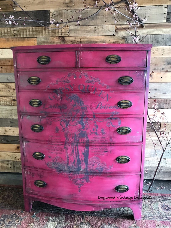 Sold Boho Style Dresser Eclectic Chest Of Drawers Chest Etsy