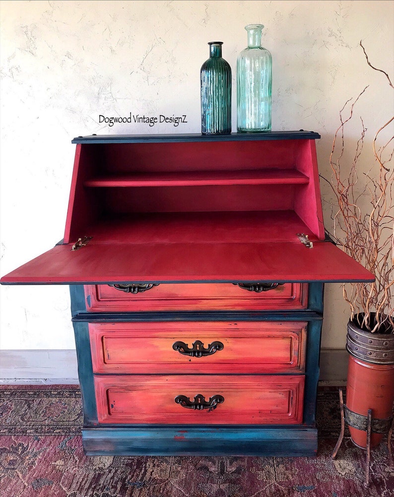 SALE Vintage Painted Desk Rustic Boho Desk Eclectic Etsy
