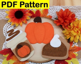 PDF Pattern for Fall Felt Crafts - Pumpkin, Pumpkin Spice Latte, and Pumpkin Pie