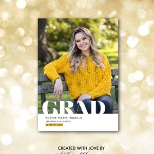 Anuncio de graduación, Anuncio de foto de graduación, Tarjeta de graduación de foto, Tarjeta de anuncio de graduado, Graduación personalizada, Anuncio de graduado simple