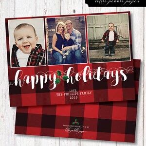 Weihnachtskarte, kariert, rot kariert, Personalisierte Familien Weihnachtskarte, Happy Holidays Fotokarte, Foto Weihnachtskarten, Weihnachten kariert