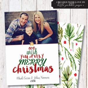 Biglietto di Natale con foto di famiglia, Biglietto di Natale stampabile, Cartoline di Natale metalliche dorate, Cartolina di Natale per bambini, Biglietti fotografici di Buon Natale