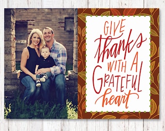 Custom Thanksgiving Photo Card, Thanksgiving Cards, Printable, Holiday Cards, Thanksgiving Photo Card, Custom Family Photo Card, Give Thanks