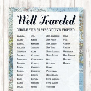 Well Traveled Shower Spiel druckbar, Willkommen in der Welt, Baby Shower, Spiel, Rund um die Welt, Reise, Vintage Karte, Es ist ein Junge Shower