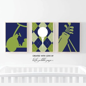 Babyjongen kinderkamer kunstprint, kinderkamer decor, golf kinderkamer kunst, golf prints, golf decor, kinderkamer print, golfkar, jongenskamer, marineblauw, groen