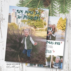 Nieuw huis voor de feestdagen, we verhuisden kerstkaart, familiefotokaart, we verhuisden kaart, kerstfotokaart, vakantiekaart, nieuw huis