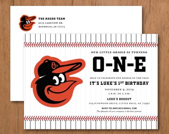 Baltimore Orioles Birthday Invitation: Baseball Party (PDF)