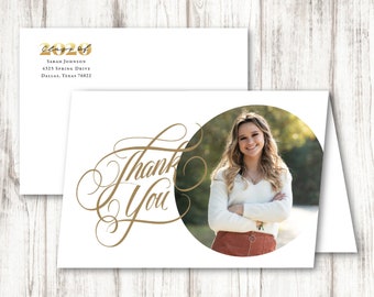 Graduation Thank You Cards, Custom Graduation Thank You Notes, Class of 2020, Graduation Thank You Cards with Photo, Printable, Customizable