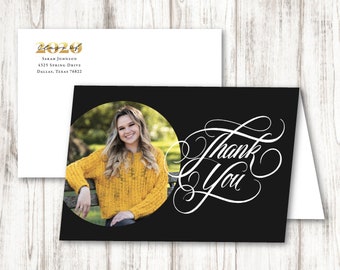 Graduation Thank You Cards, Custom Graduation Thank You Notes, Class of 2020, Graduation Thank You Cards with Photo, Printable, Customizable