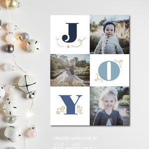 Tarjetas de Navidad con foto, Tarjetas de fotos familiares, Tarjetas de Navidad azules, Tarjetas de Navidad doradas, Tarjetas de Navidad joy, Tarjetas de vacaciones con foto, Tres fotos