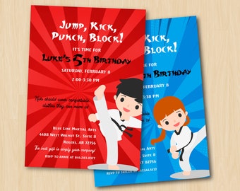 Karate Birthday Invitation, Karate Party Invite, Kids Karate Birthday, Martial Arts, Ninja Birthday Invitation, Karate Theme, Printable