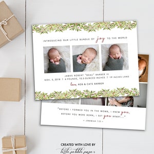 Cartão de Natal para recém-nascidos, anúncio de bebê recém-nascido, cartão com foto para recém-nascido, cartão com foto de Natal, pacote de alegria, anúncio de nascimento, fotos de bebês