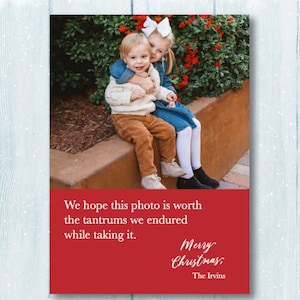 Huilende kerstkaart, kieskeurige kinderen, Crazy Christmas-fotokaart, grappige kerstkaart, aangepaste fotokaart, grappige familiefotokaart, driftbuien