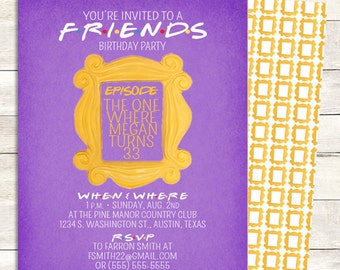 friends tv show invitation friends party birthday party etsy