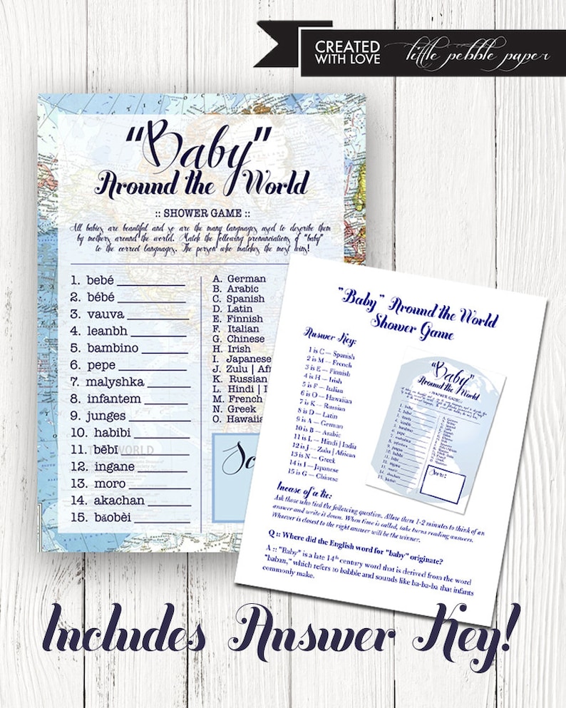 Welcome To The World Baby Shower Game Baby In The Languages Etsy