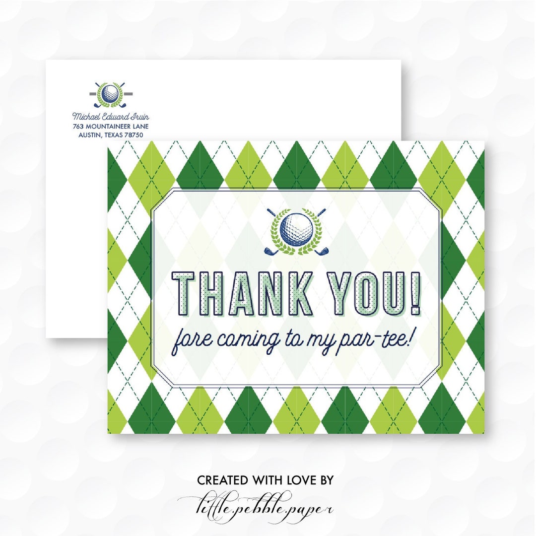 Golf Thank You Notes, Golf Birthday Thank You Cards, Thank Yous, Golf