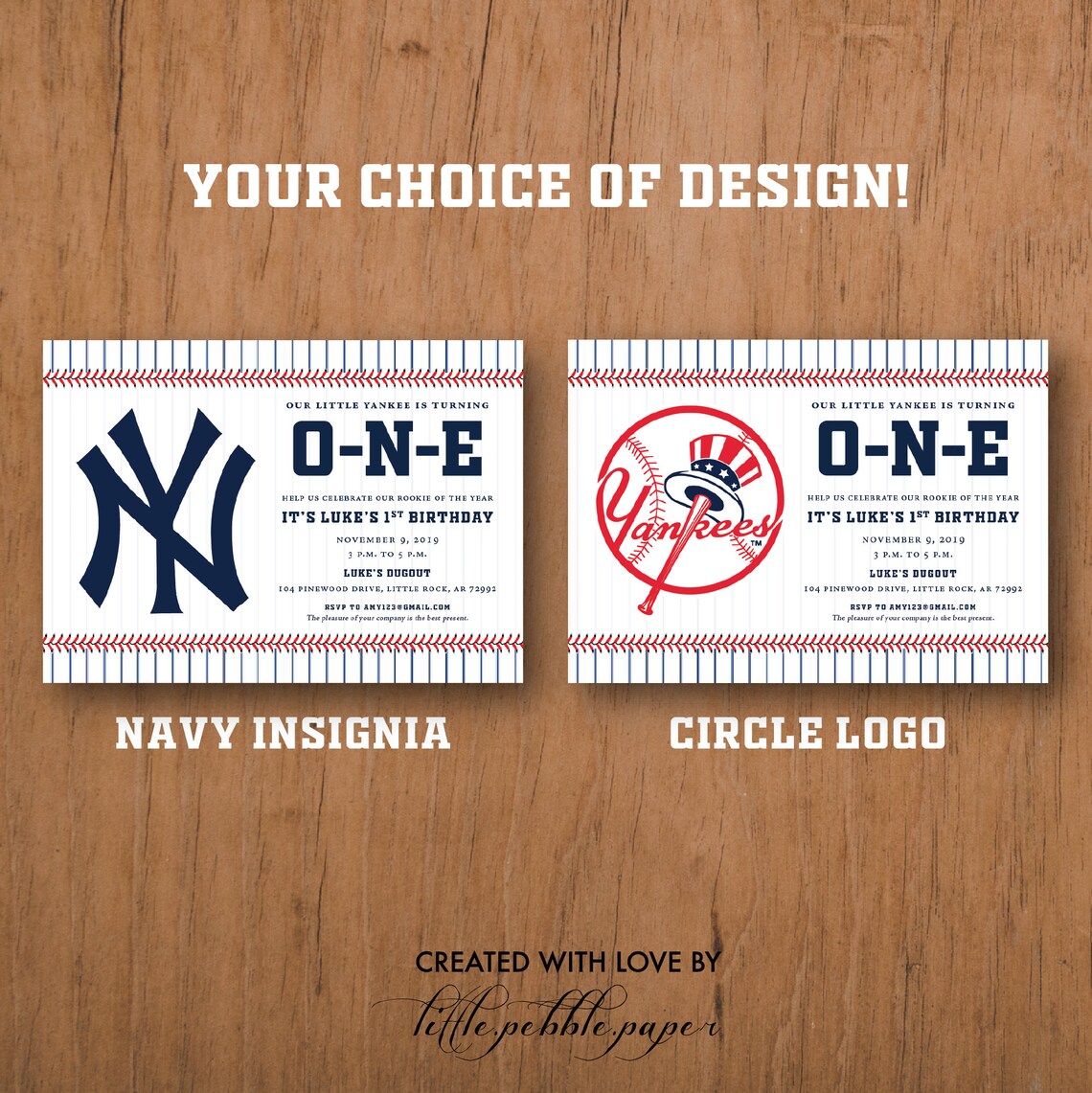 Yankees Birthday Invitation New York Yankees Invite Baseball | Etsy