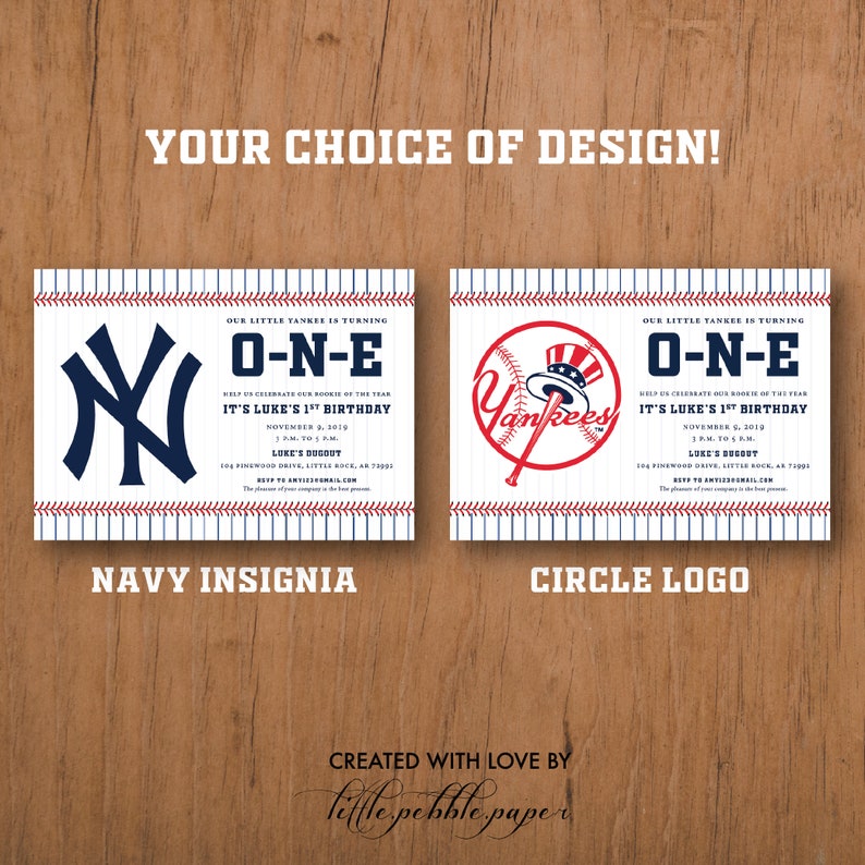 Yankees Birthday Invitation New York Yankees Invite Baseball | Etsy