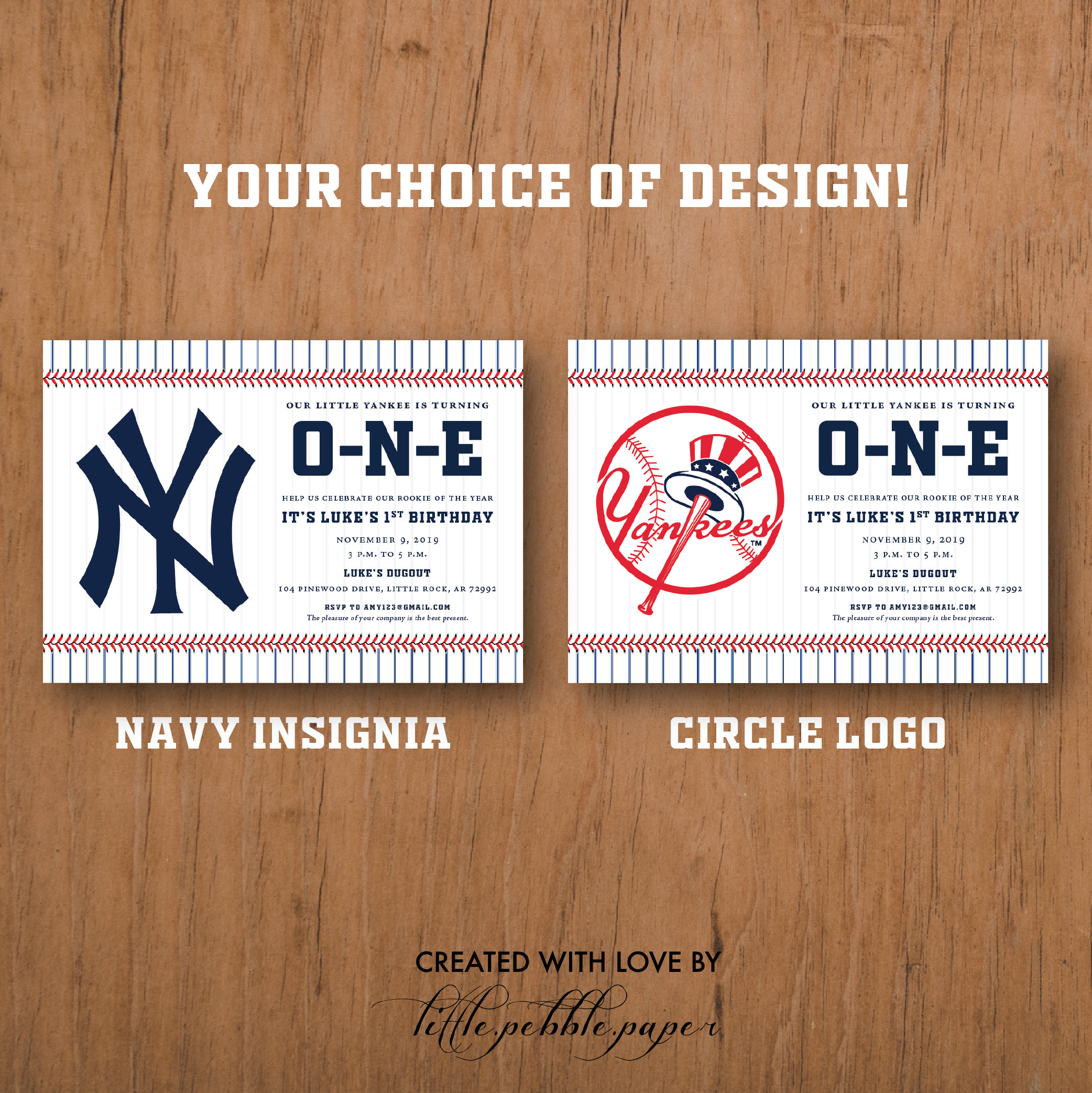 Yankees Birthday Invitation New York Yankees Invite Baseball | Etsy