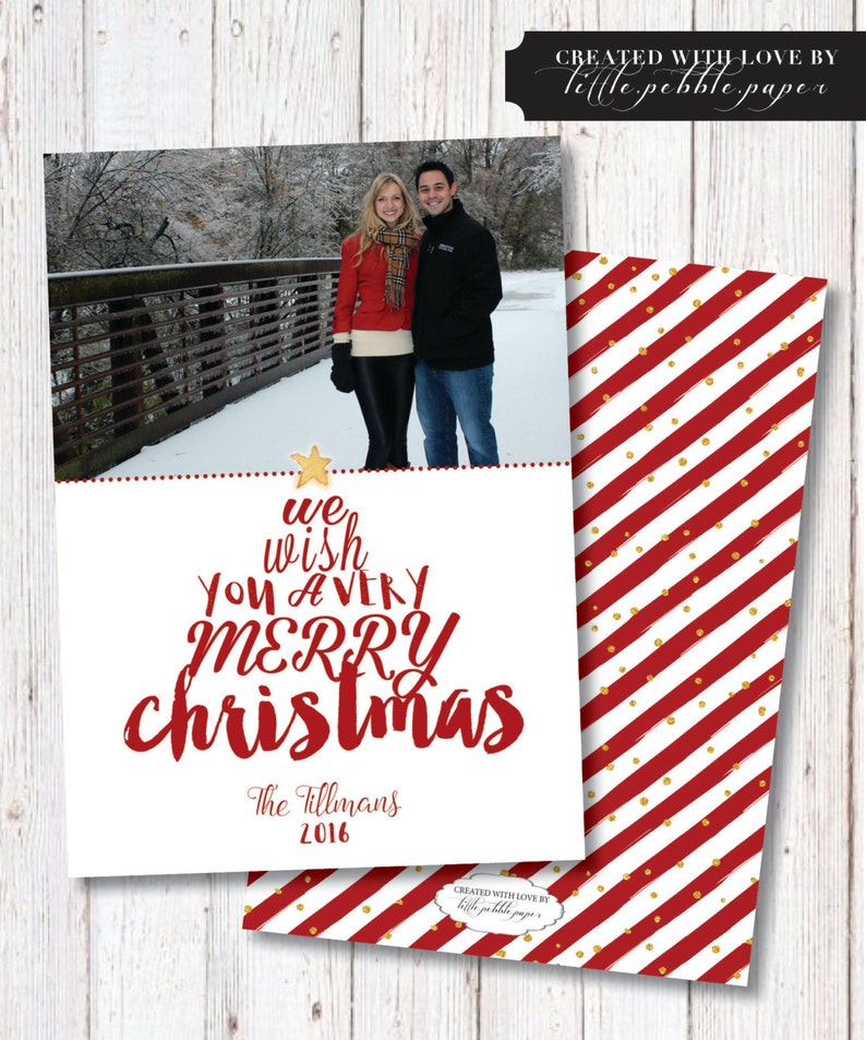 Family Photo Christmas Card Christmas Photo Cards Red and  Etsy