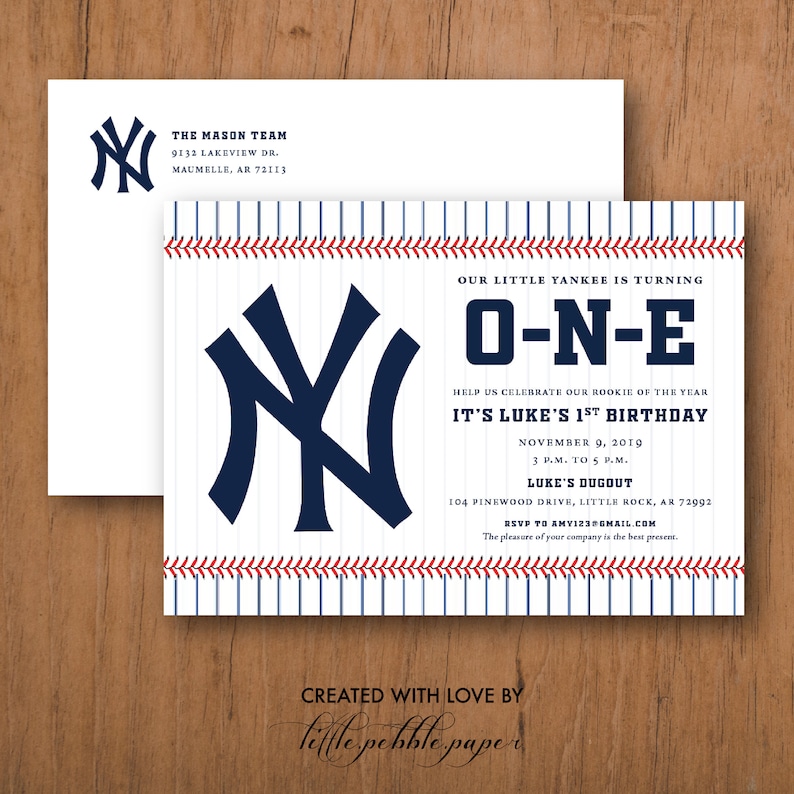 yankees birthday invitation new york yankees invite baseball etsy