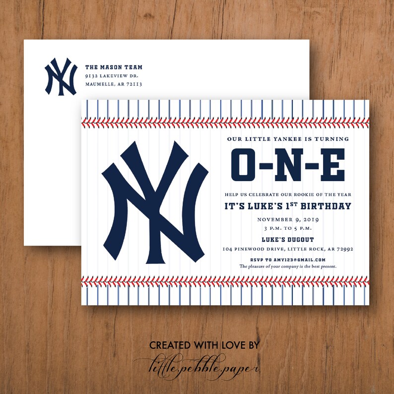 yankees birthday invitation new york yankees invite baseball etsy