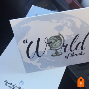Bienvenido al Baby Shower Mundial Notas de Agradecimiento, Tarjetas de Agradecimiento Dobladas, Baby Shower Gracias, Bienvenida, Tema de Viaje, Alrededor del Mundo