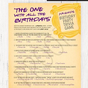 FRIENDS TV Show Trivia, Friends TV Show Party, Friends Theme Birthday ...