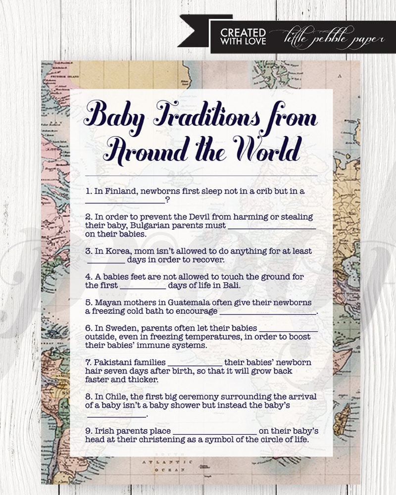 Baby Traditions Around The World Shower Game Printable Baby Etsy Baby Traditions Around The World Shower Game Printable Baby Etsy