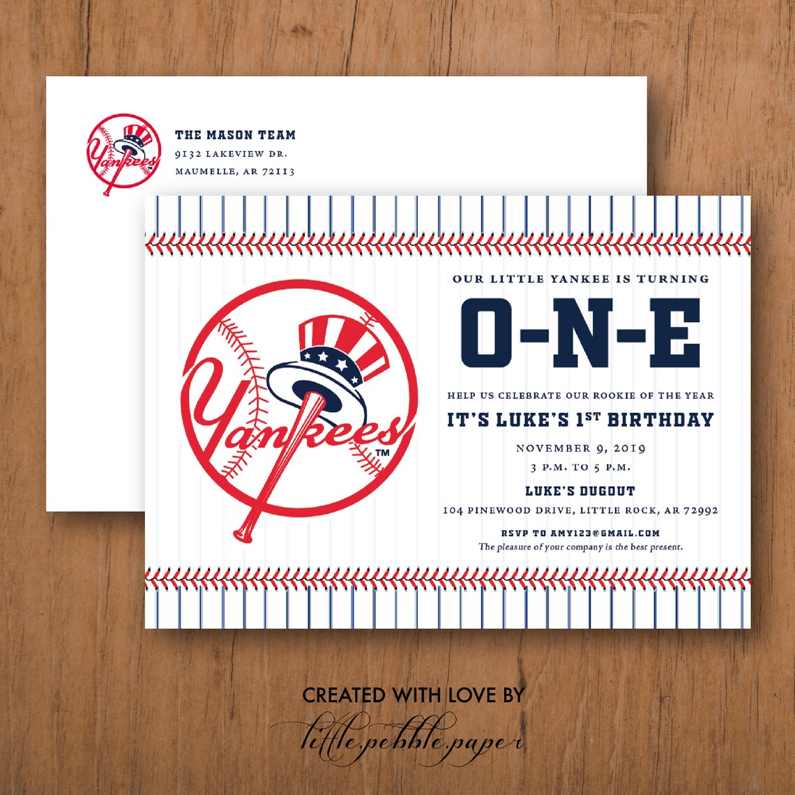 Yankees Birthday Invitation New York Yankees Invite Baseball - Etsy