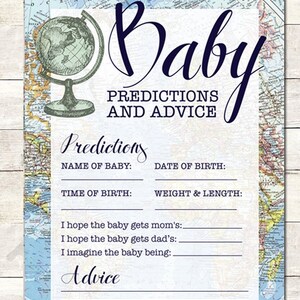 Baby Voorspellingen Kaart, Baby Douche Voorspellingen Spel, Welkom bij de Wereld Baby, Gender Neutraal