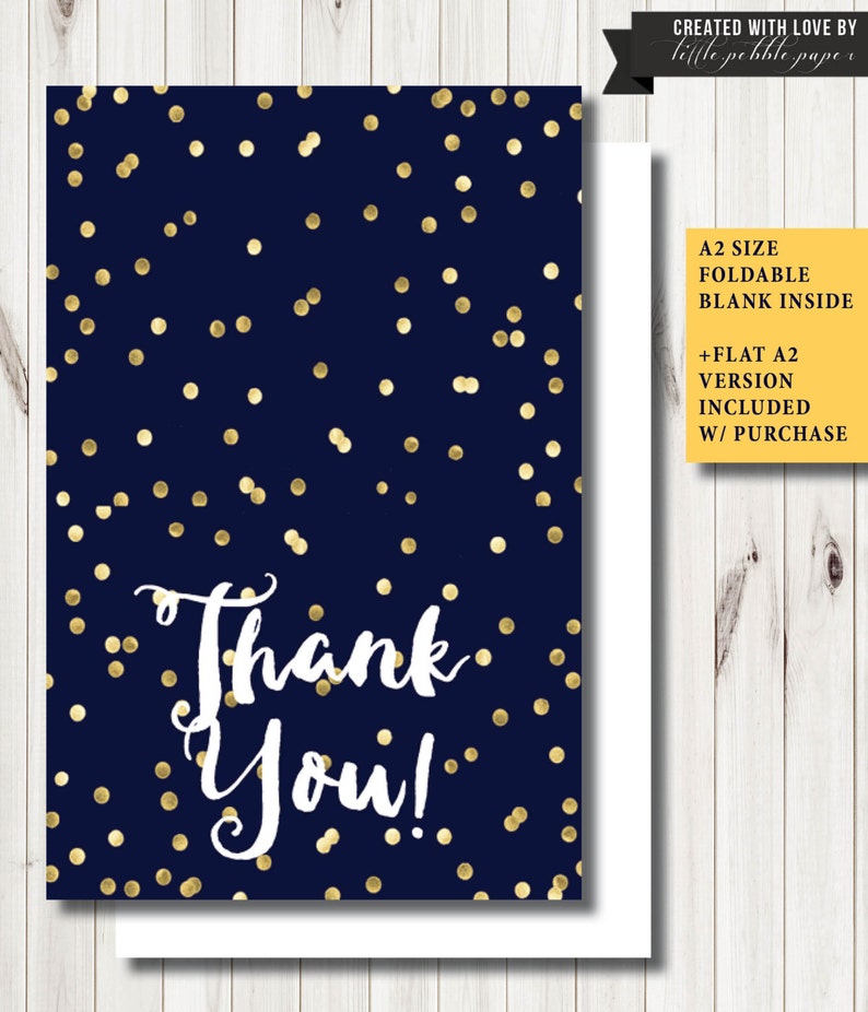 Navy Blue and Gold Thank You Notes Gold Dots Navy and Gold Etsy