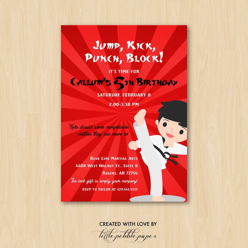 Karate Birthday Invitation Karate Party Invite Kids Karate - Etsy
