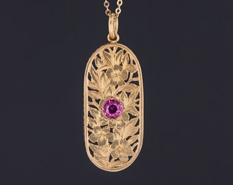 Antique Natural Untreated Ruby Pendant of 18k Gold