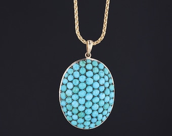 Antique Turquoise Conversion Necklace of 14k Gold